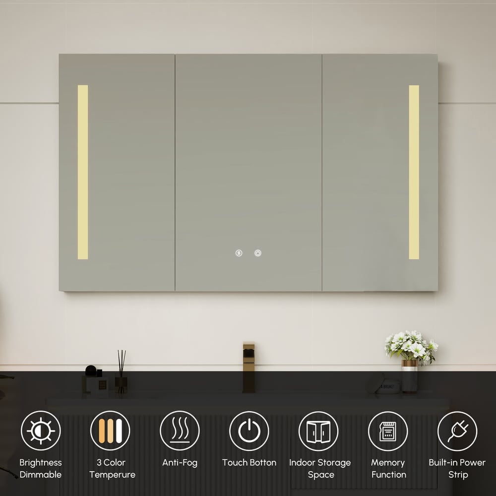 1200mm Modern Wall-mounted LED Bathroom Medicine Cabinet Vanity Mirror with Storage window image