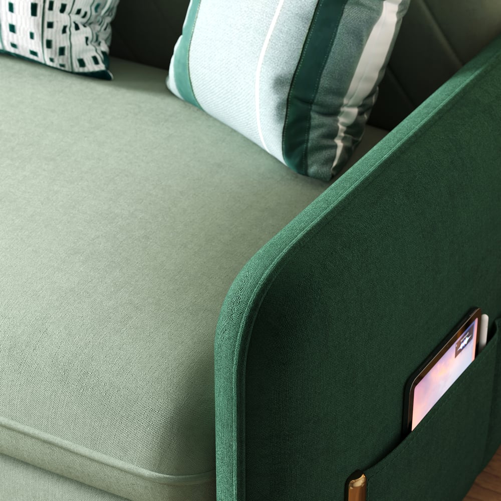 Sofá cama convertible tapizada de 2 plazas en tela terciopelo de 136 cm - verde imagen de ventana