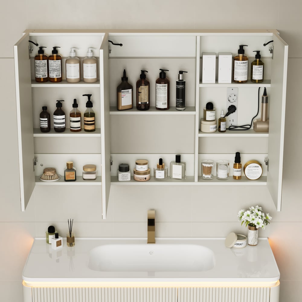 1200mm Modern Wall-mounted LED Bathroom Medicine Cabinet Vanity Mirror with Storage window image