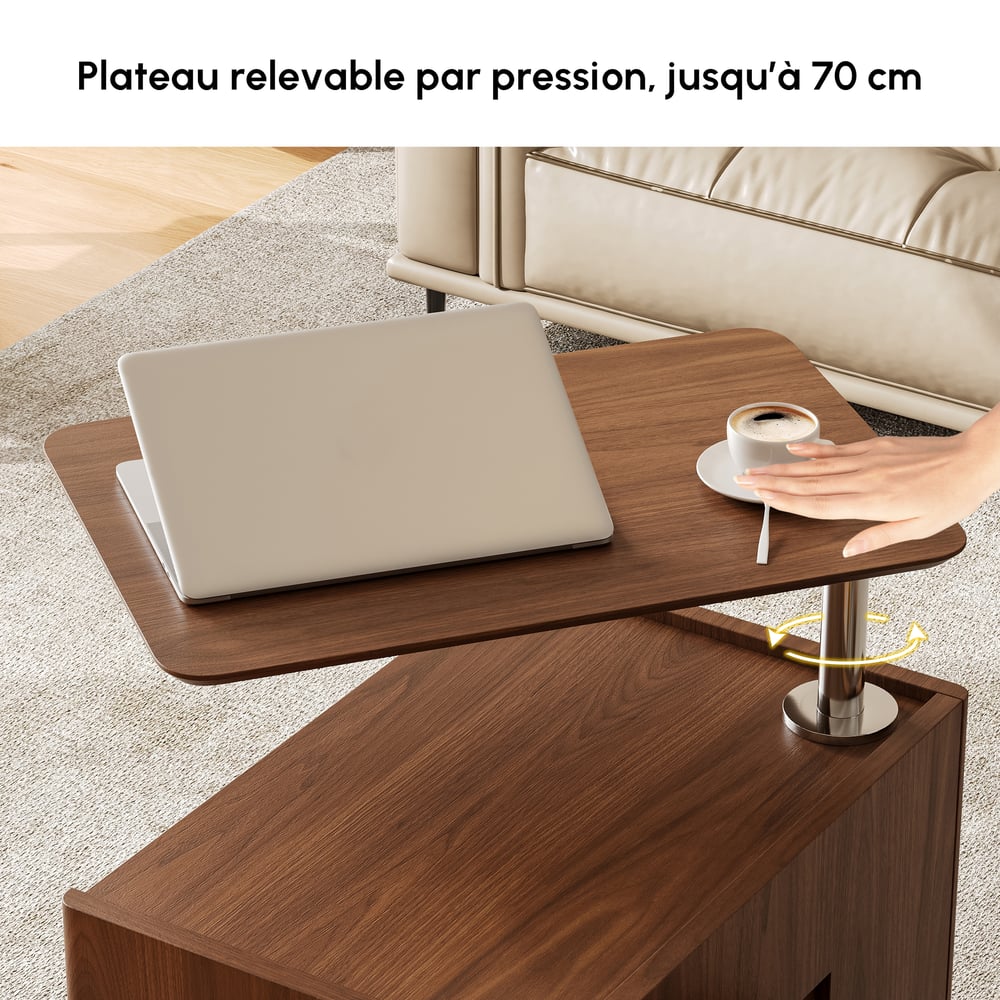 Table basse relevable et extensible avec rangements intégrés - 125 cm image de fenêtre