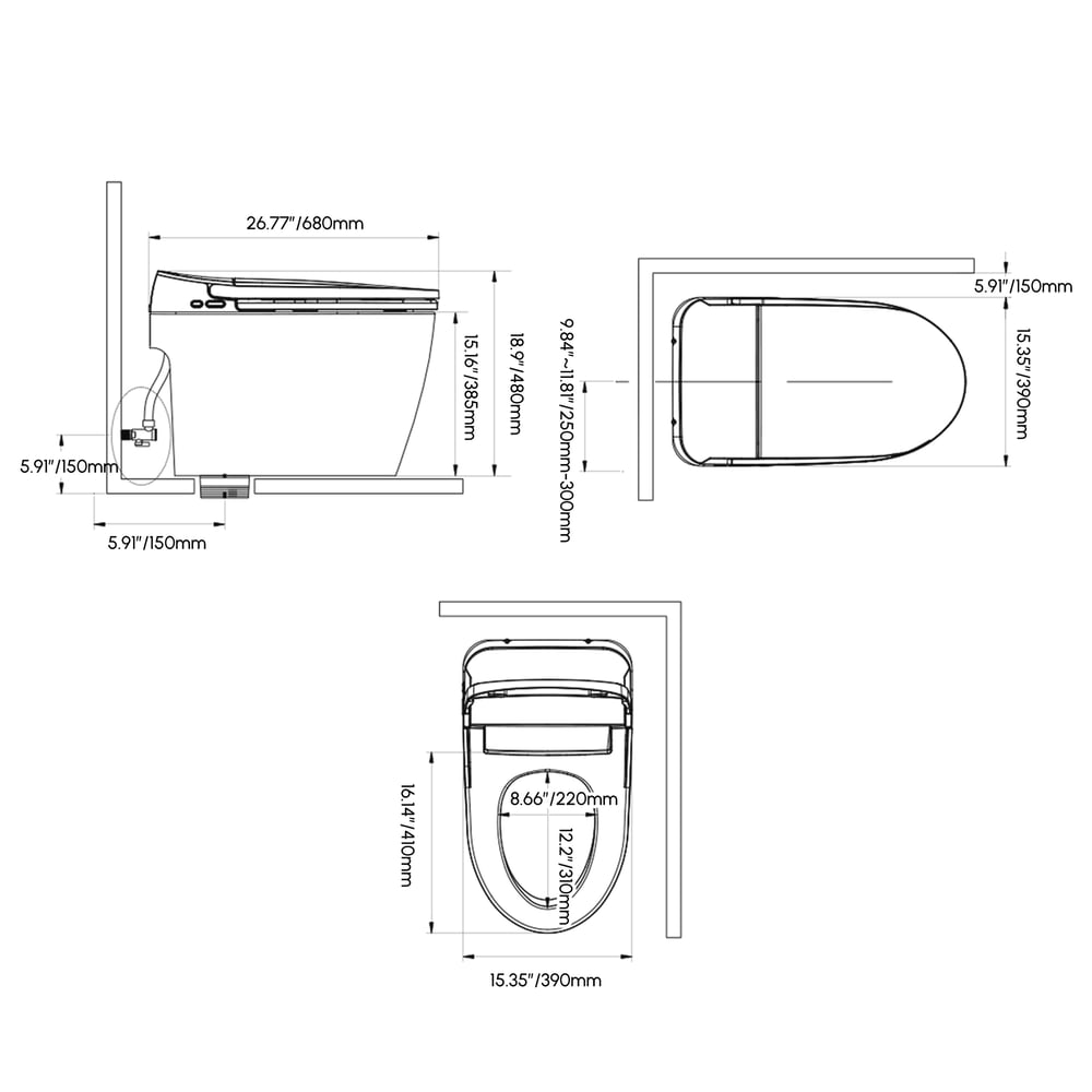 Smart Toilet with Heated Seat White Dual Flush (4 Star)
