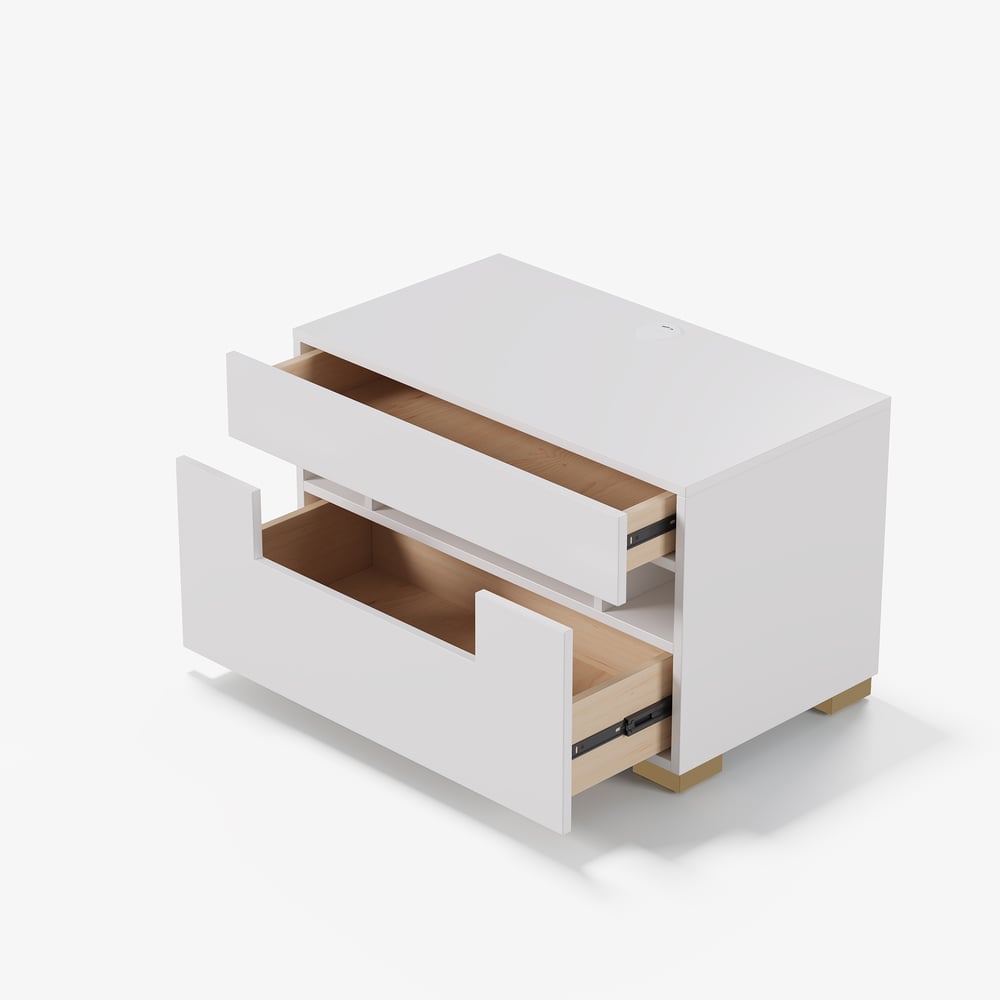 28" Wide Smart Nightstand with Charging Station & Light