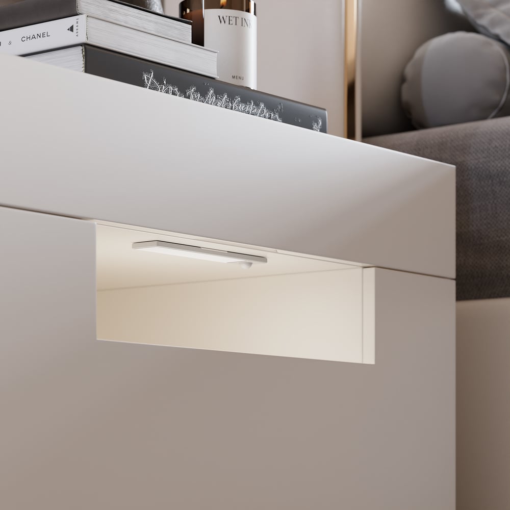 28" Wide Smart Nightstand with Charging Station & Light