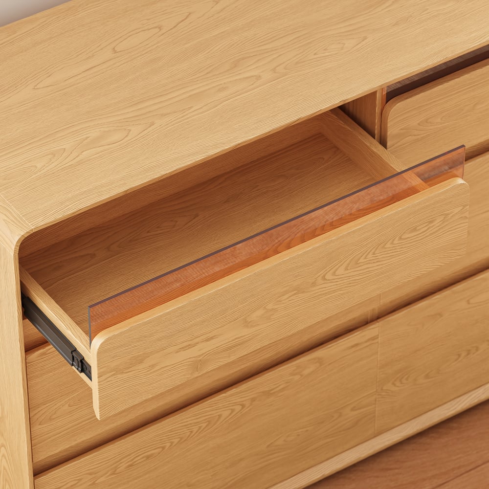47" Wooden 6-Drawer LED Dresser with Charging Station