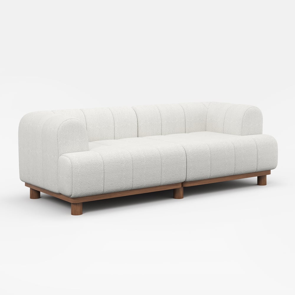 2000mm Boucle 2-Piece Sofa with Wood Legs