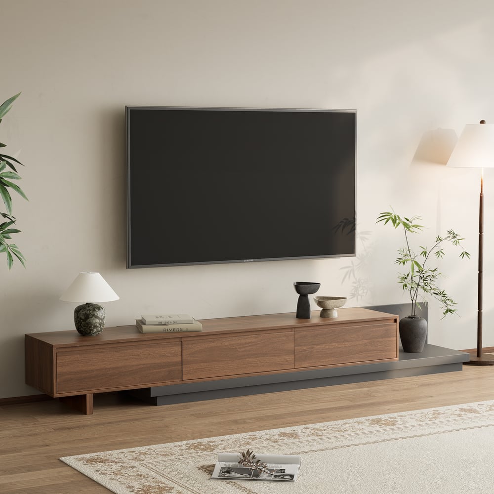 Fero Walnut Extendable TV Stand with 3 Drawers(2000mm-3600mm) window image