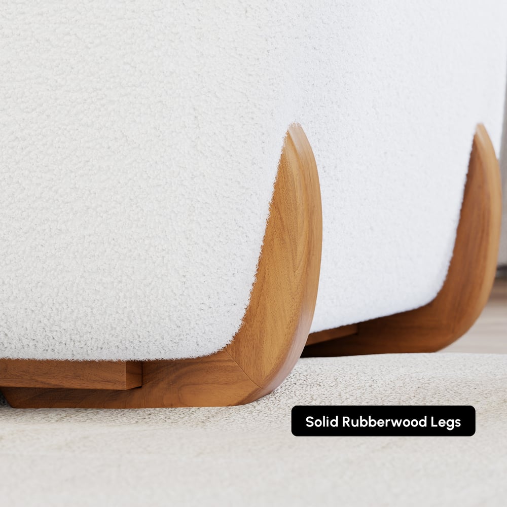 120" 4-Seat Boucle Sectional with Wood Legs
