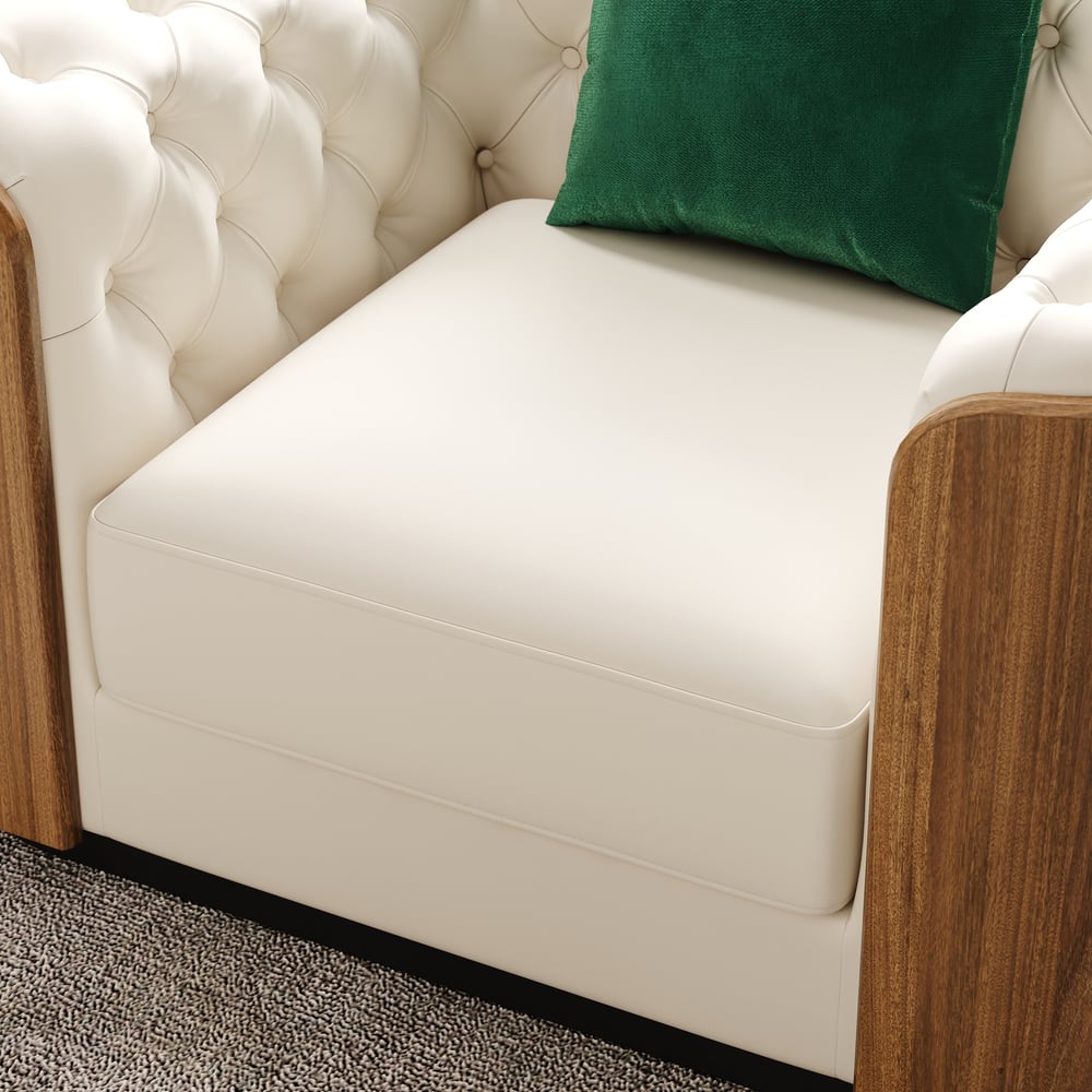 Wovent 111" Faux Leather Tufted Sofa Living Room Set of 2
