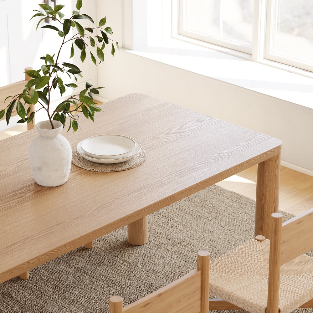 71" Solid Wood Dining Table with Post Legs Seats 6-8 People