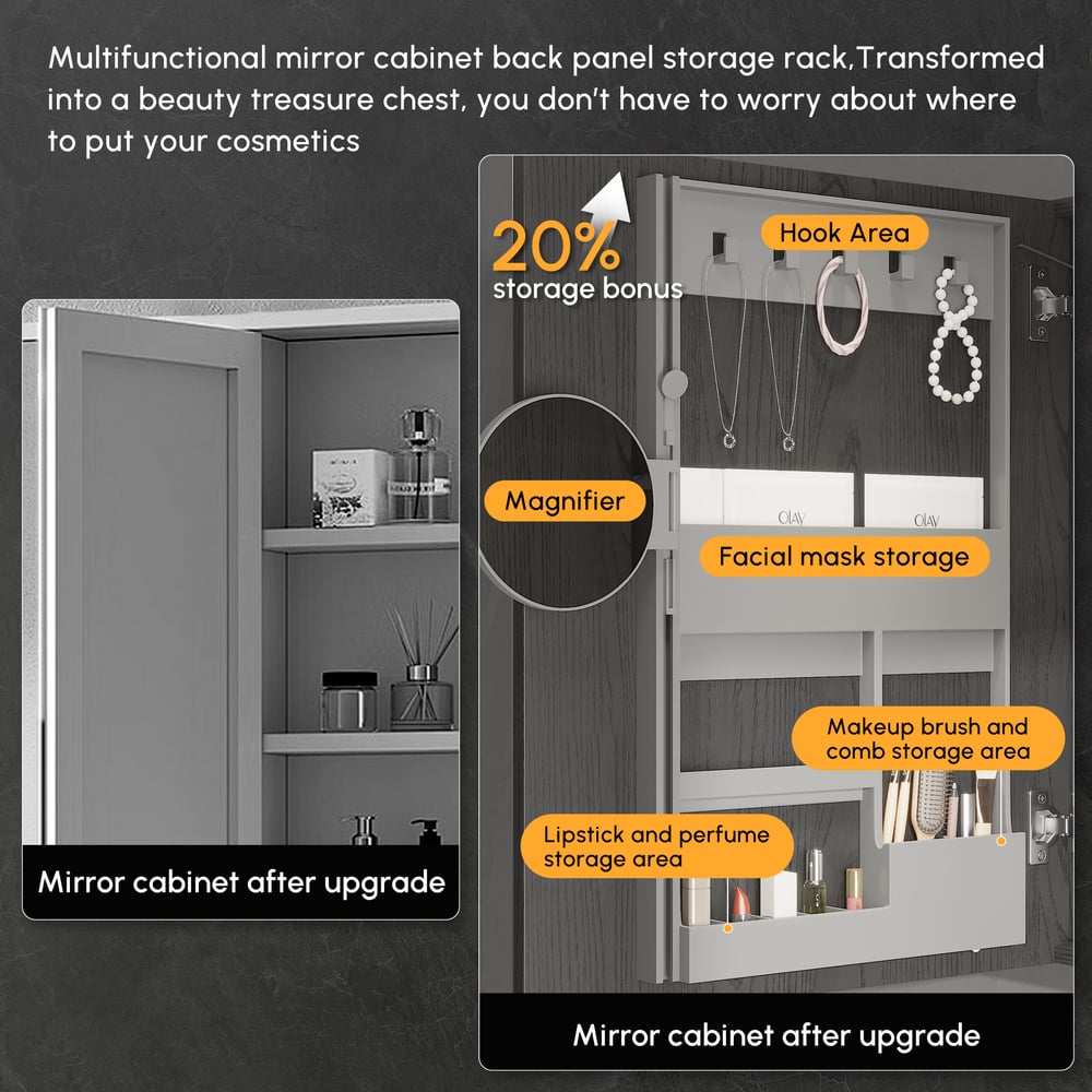 800mm Wall-mount Bathroom Mirror Cabinet with Lights Storage Multi-Function window image