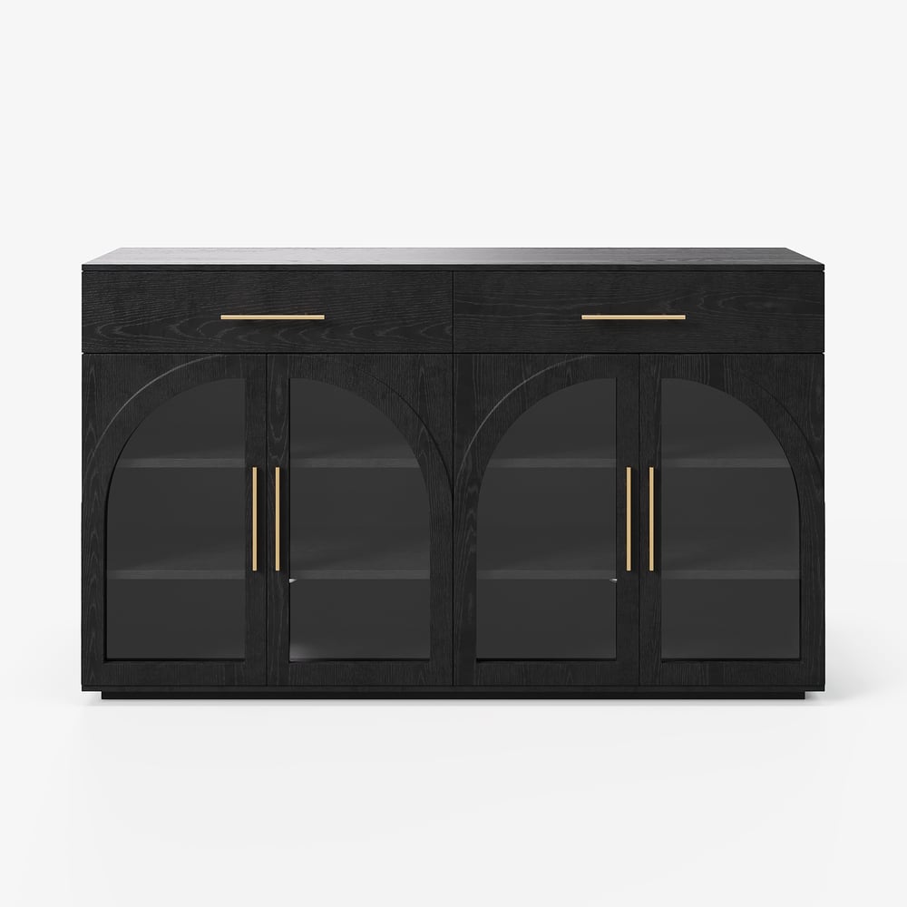 63" Modern Sideboard Wooden Buffet with Storage & Light