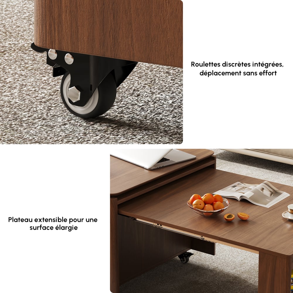 Table basse relevable et extensible avec rangements intégrés - 125 cm image de fenêtre