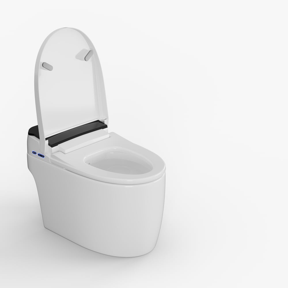 Smart Toilet with Heated Seat White & Black Rimless Dual Flush (4 Star)