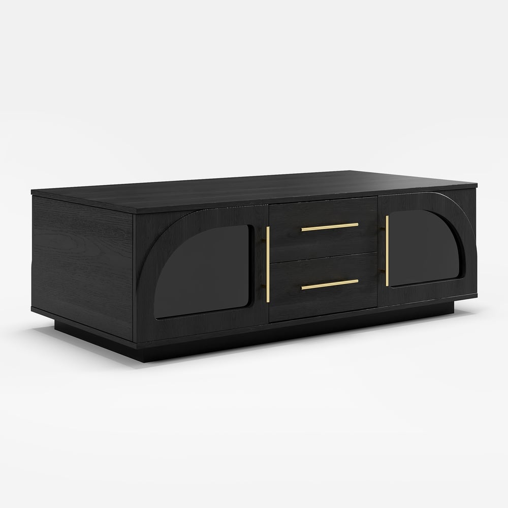 Aeune 47" Arched Glass Doors Coffee Table with Storage and LED