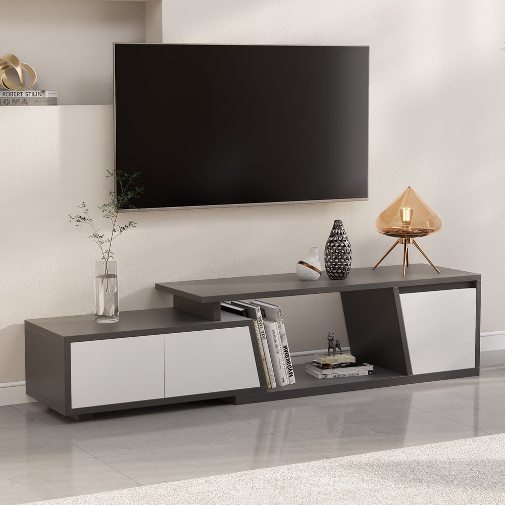Fero Grey Extendable TV Stand with 3 Drawers Up to 1800mm window image