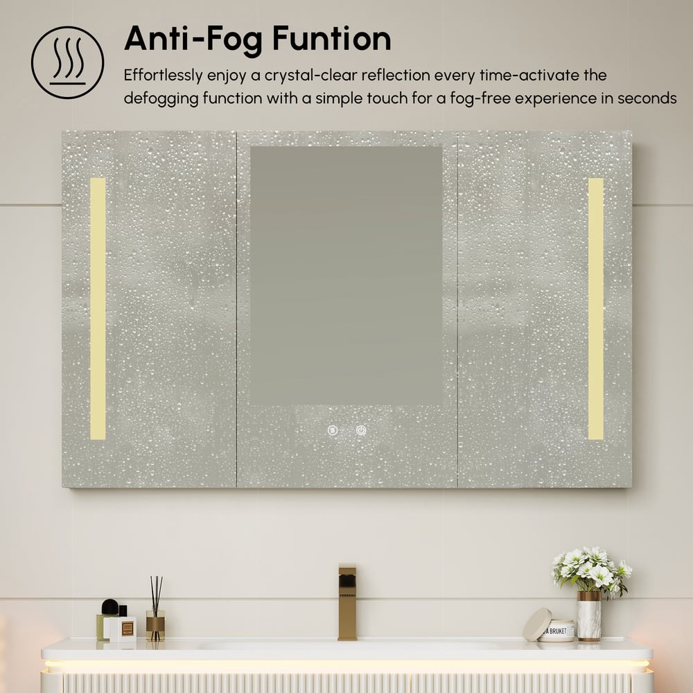 1200mm Modern Wall-mounted LED Bathroom Medicine Cabinet Vanity Mirror with Storage window image