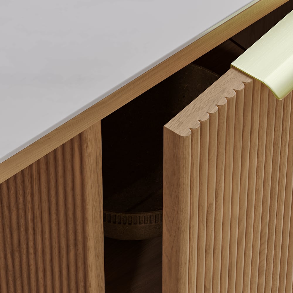 Modern White Ash Wood & Sintered Stone Rectangle Desk with 6 Drawers (63.8")
