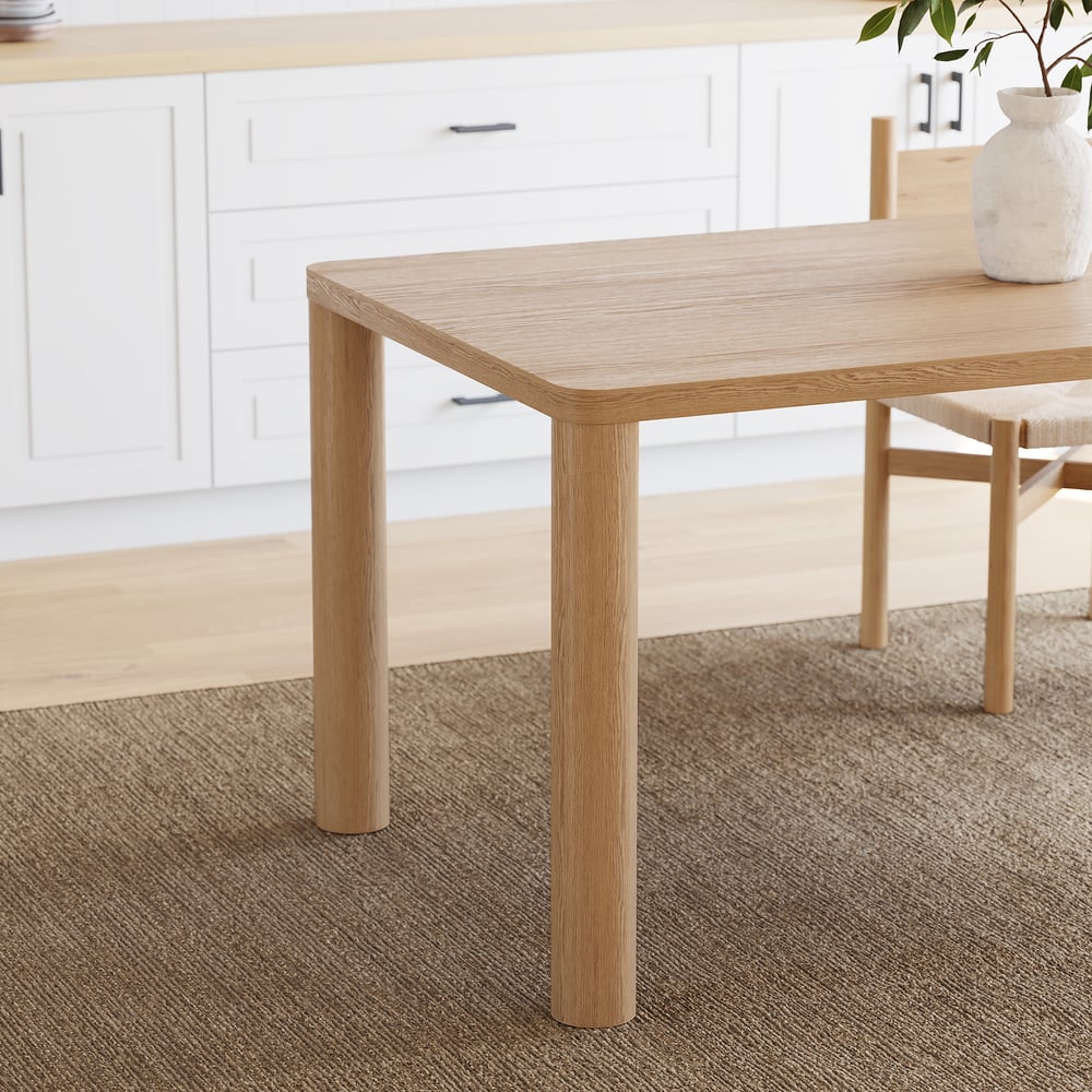 71" Solid Wood Dining Table with Post Legs Seats 6-8 People