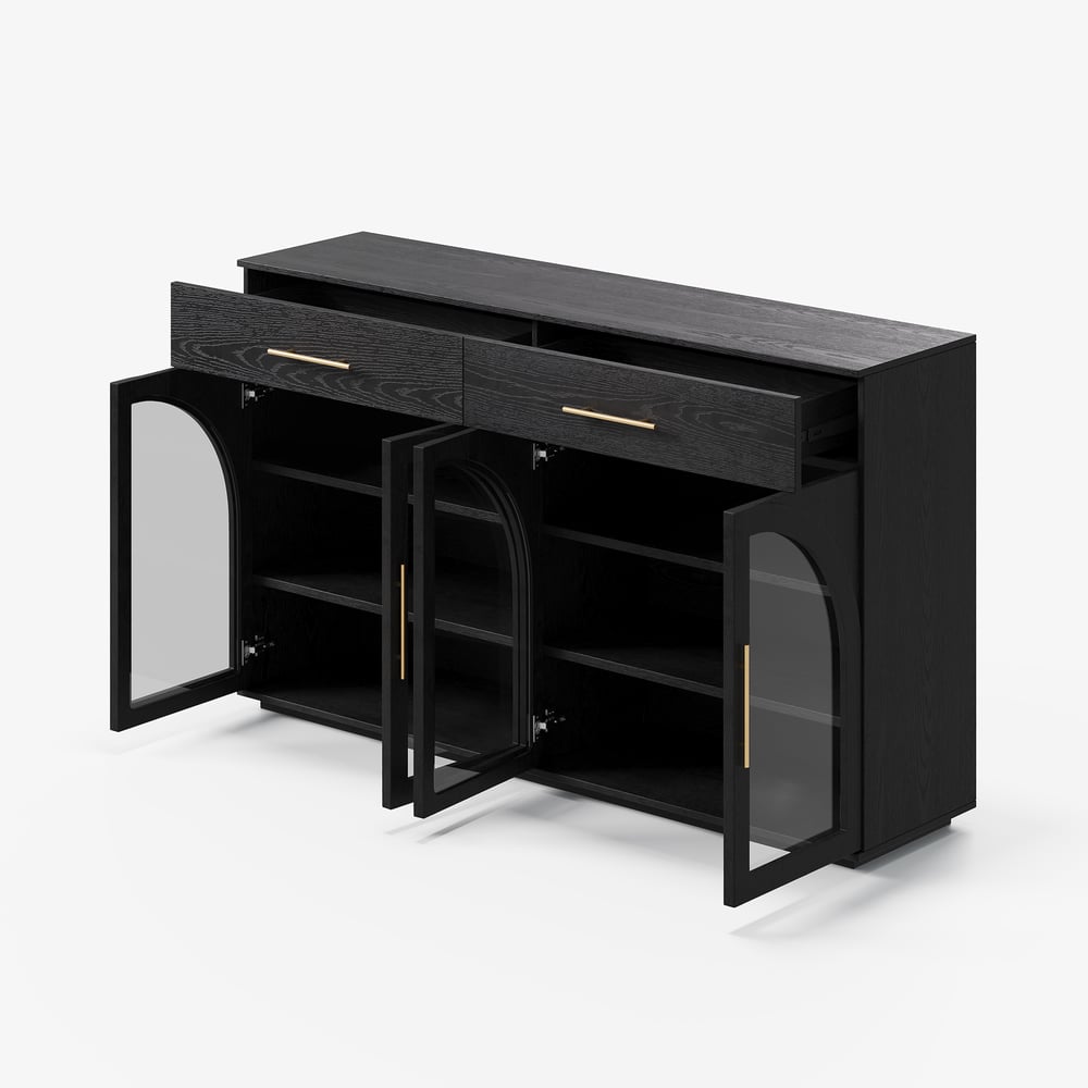 63" Modern Sideboard Wooden Buffet with Storage & Light