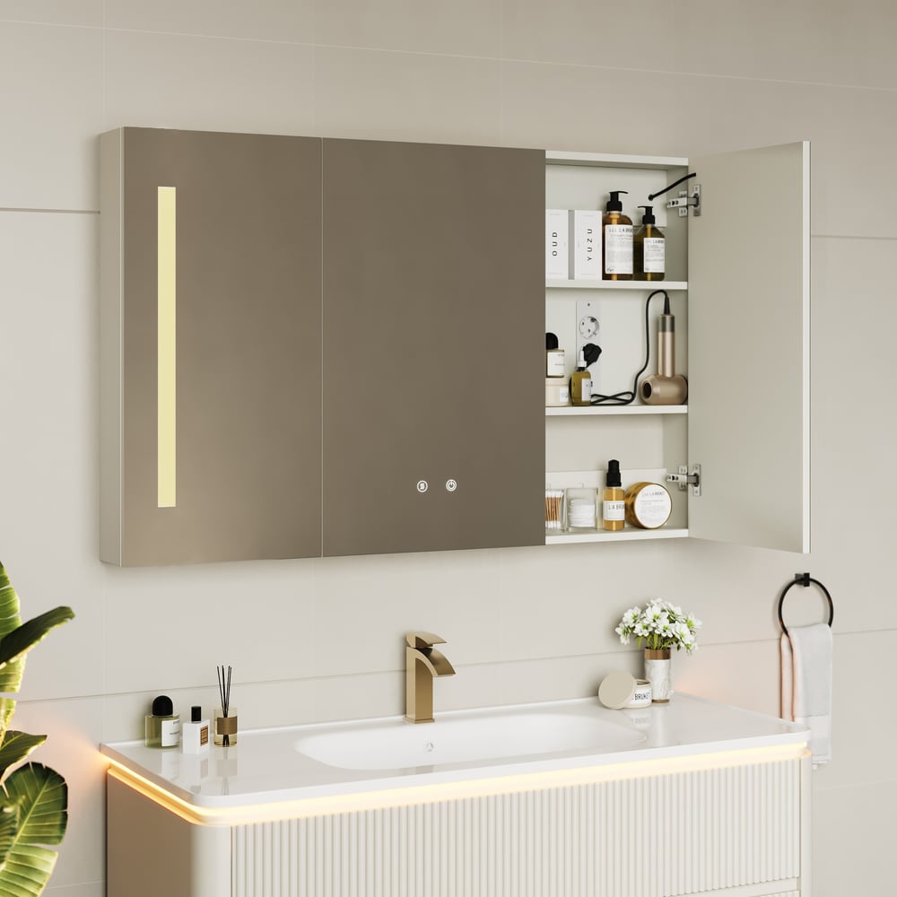 1200mm Modern Wall-mounted LED Bathroom Medicine Cabinet Vanity Mirror with Storage window image