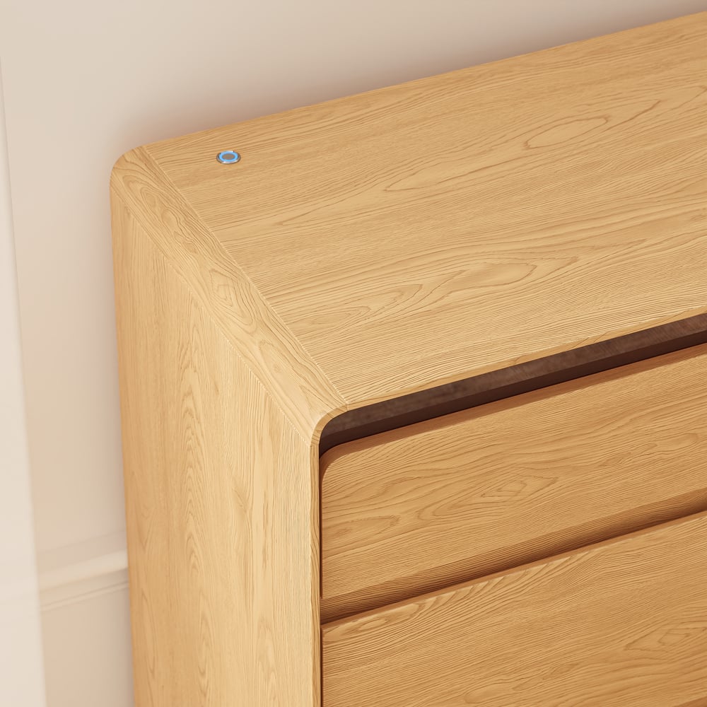 47" Wooden 6-Drawer LED Dresser with Charging Station