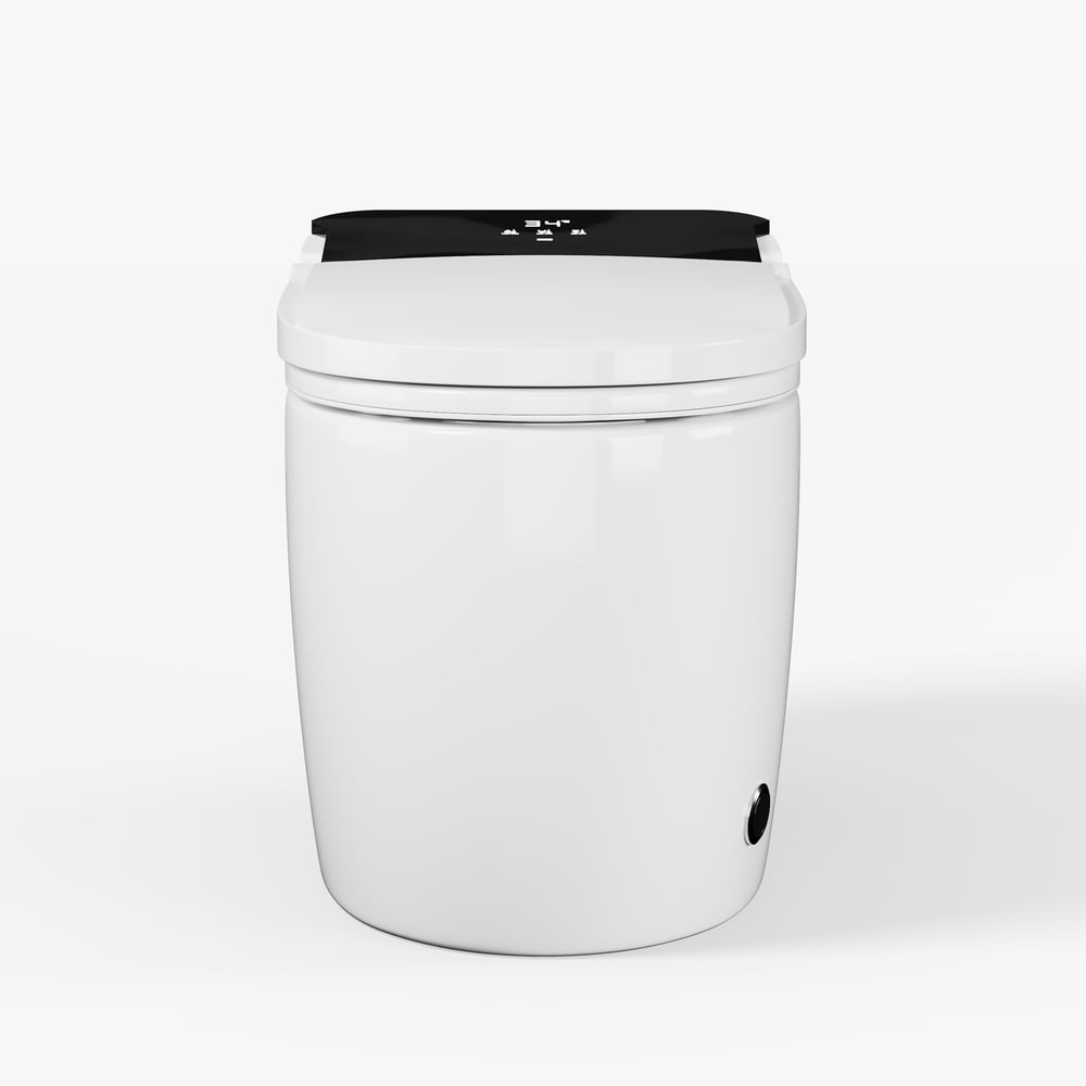 Smart Toilet with Heated Seat White & Black Rimless Dual Flush (4 Star)