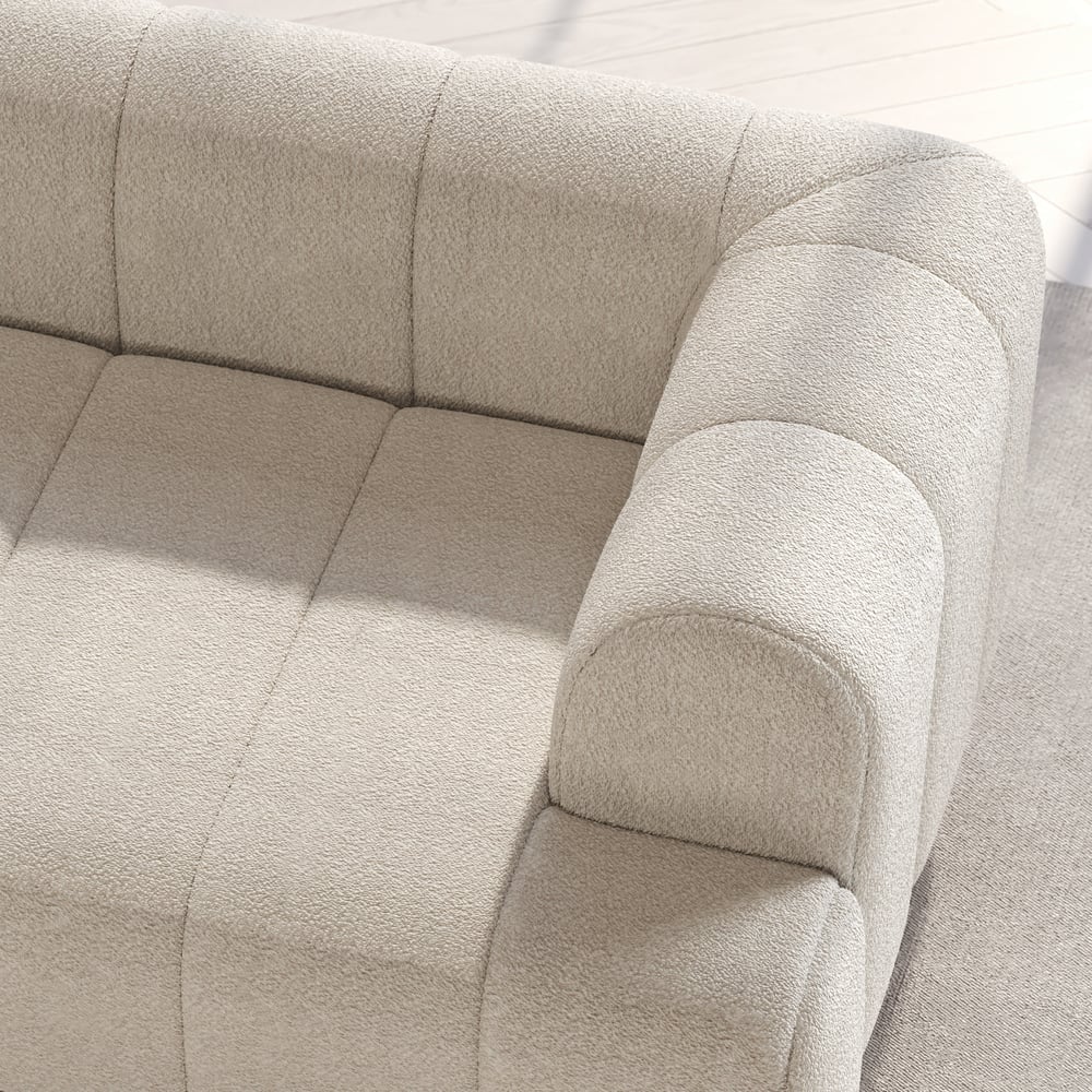 2000mm Boucle 2-Piece Sofa with Wood Legs