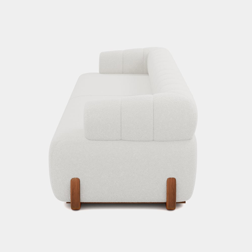 120" 4-Seat Boucle Sectional with Wood Legs
