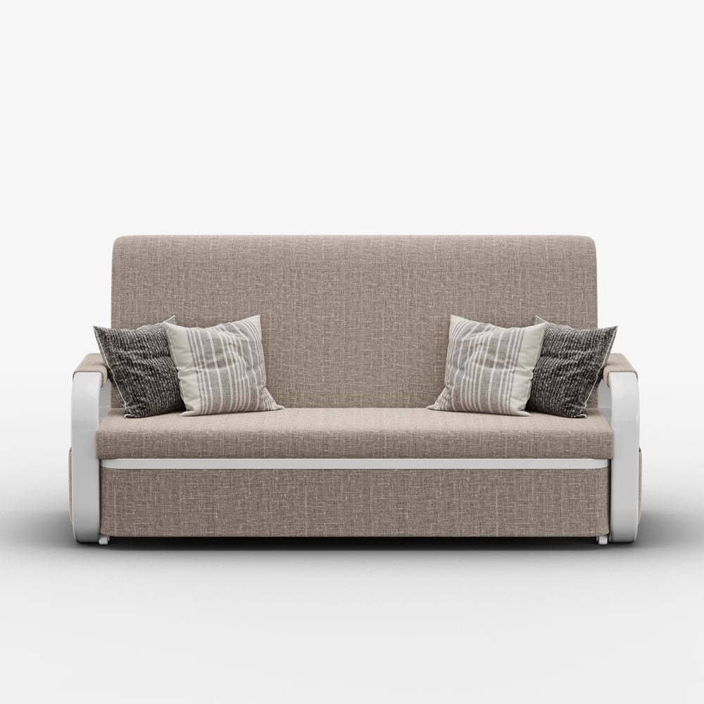 2-seater sofa bed in linen fabric with chest - khaki window image