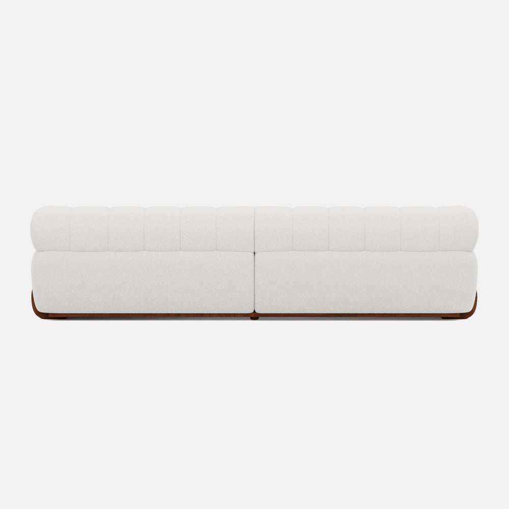 120" 4-Seat Boucle Sectional with Wood Legs