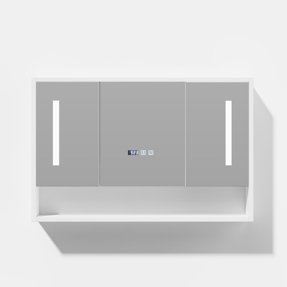 39" White LED Medicine Cabinet with Adjustable Lighting, Demister & Digital Clock window image