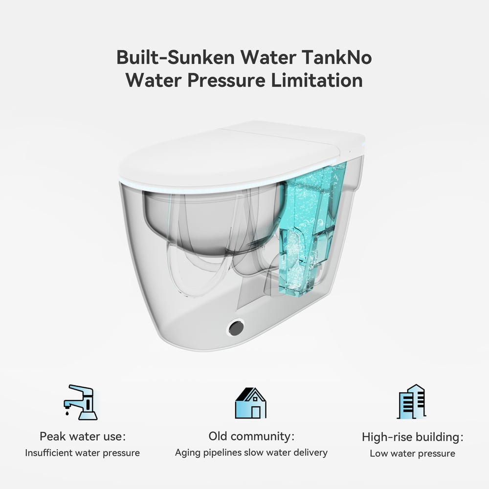 Glowin K2 Modern Smart Toilet One-Piece Elongated Smart Toilet with Built-in Tank window image