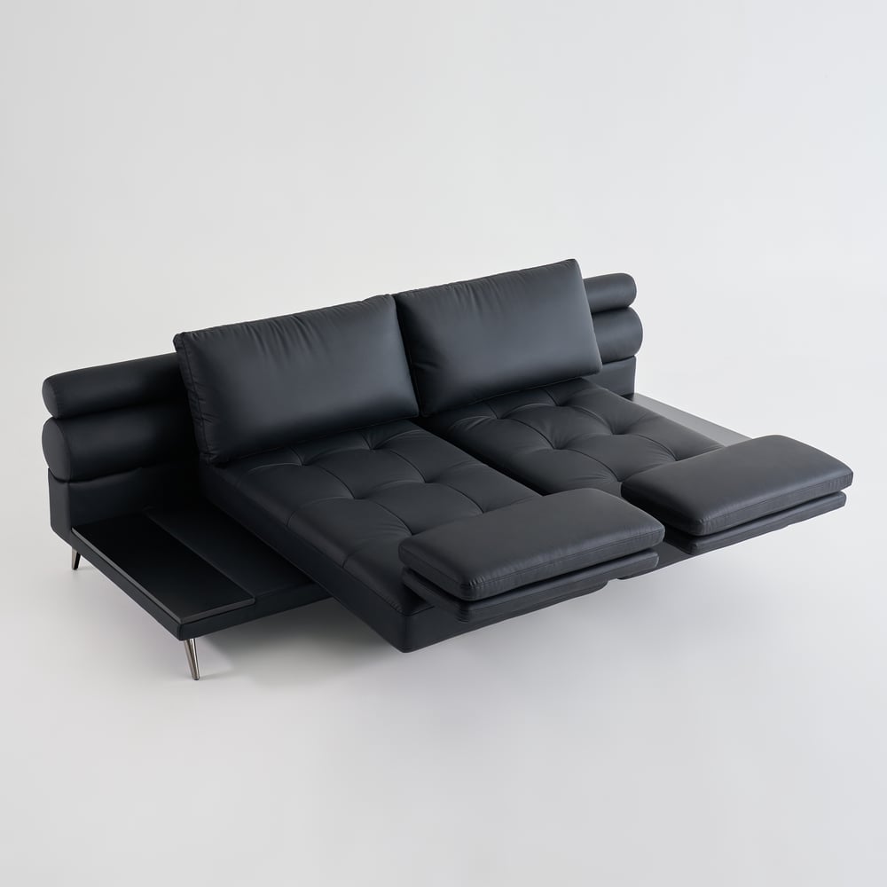 102" Faux Leather Convertible 3 Seater Sleeper Sofa
