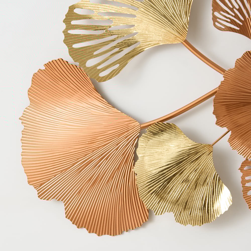 1370mm Farmhouse Gold Ginkgo Leaves Wall Decor For Living Room Bedroom Metal Wall Art