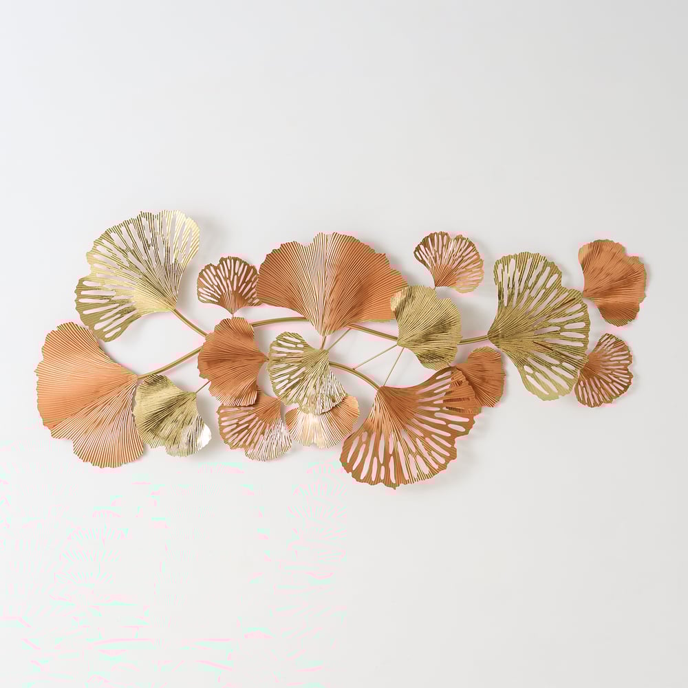 1370mm Farmhouse Gold Ginkgo Leaves Wall Decor For Living Room Bedroom Metal Wall Art
