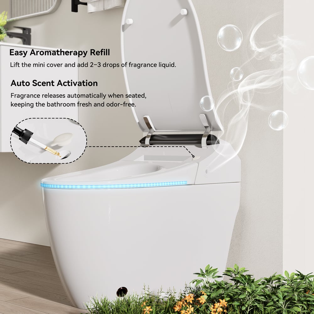 Hynova AX2 Pro Automatic Smart Bidet Toilet with Aromatherapy White 1.28 GPF window image