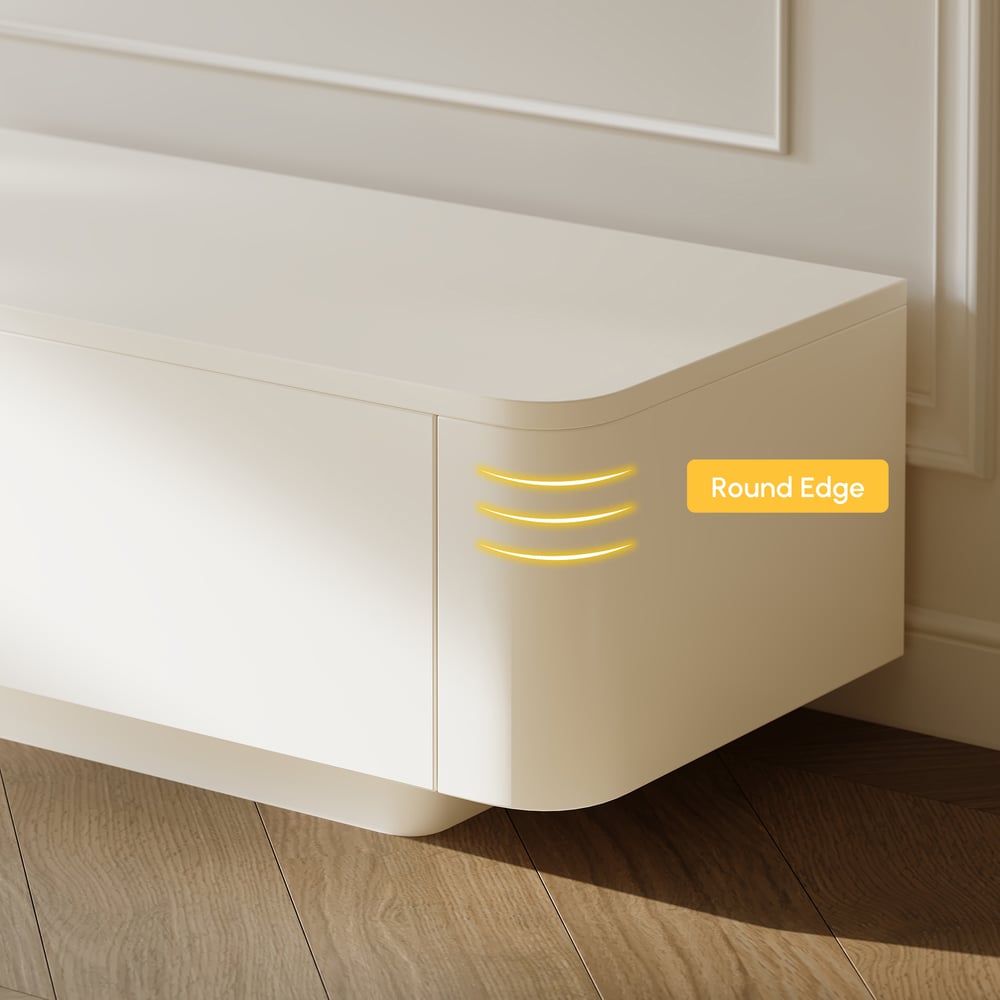 Modern 198 cm - 274 cm Extendable Off White TV unit with 4 Drawers window image