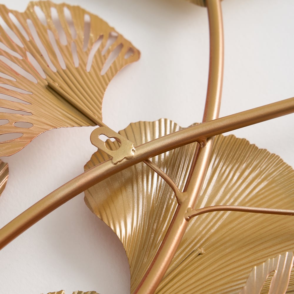 1370mm Farmhouse Gold Ginkgo Leaves Wall Decor For Living Room Bedroom Metal Wall Art