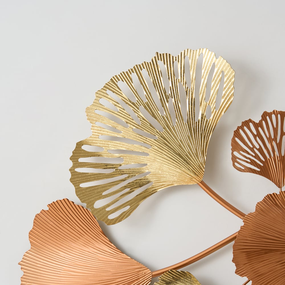 1370mm Farmhouse Gold Ginkgo Leaves Wall Decor For Living Room Bedroom Metal Wall Art