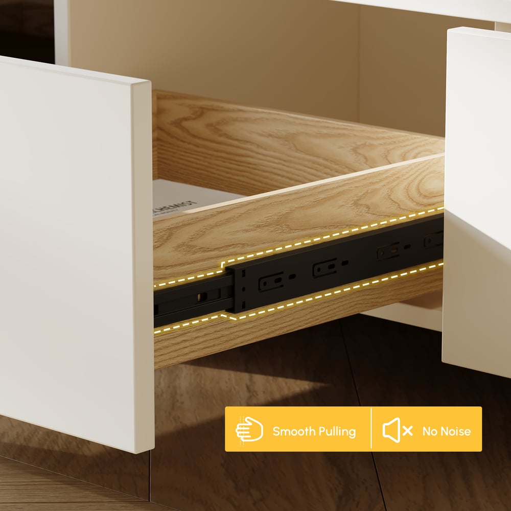 Modern 198 cm - 274 cm Extendable Off White TV unit with 4 Drawers window image