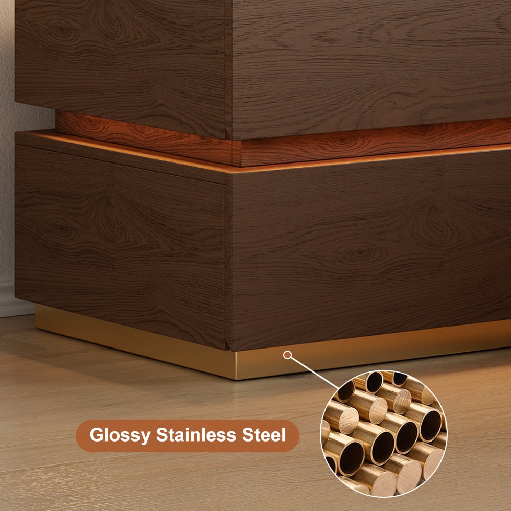 Lumio 3-Drawer LED Smart Walnut Nightstand with Light window image