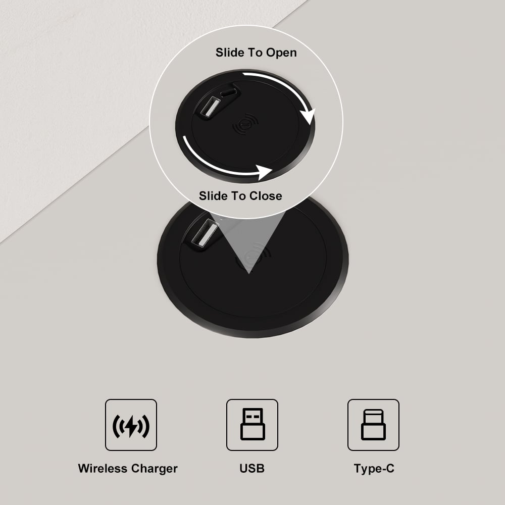Table de chevet intelligente à LED blanche avec station de recharge sans fil et lampe image de fenêtre