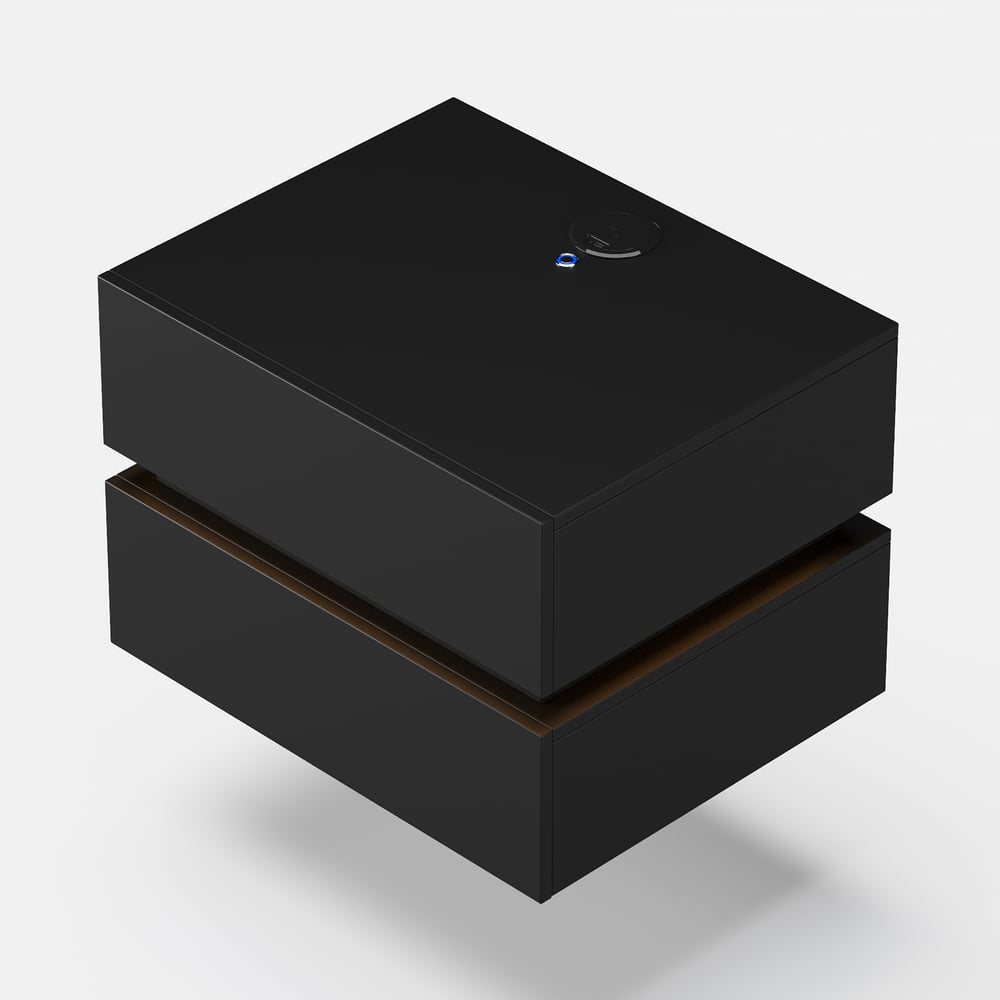 Lumio floating LED bedside table with 2 drawers, charging station and light - black window image