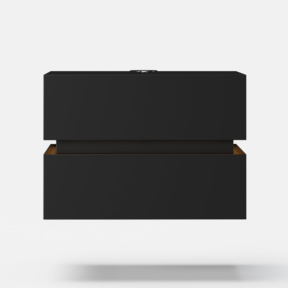 Lumio floating LED bedside table with 2 drawers, charging station and light - black window image