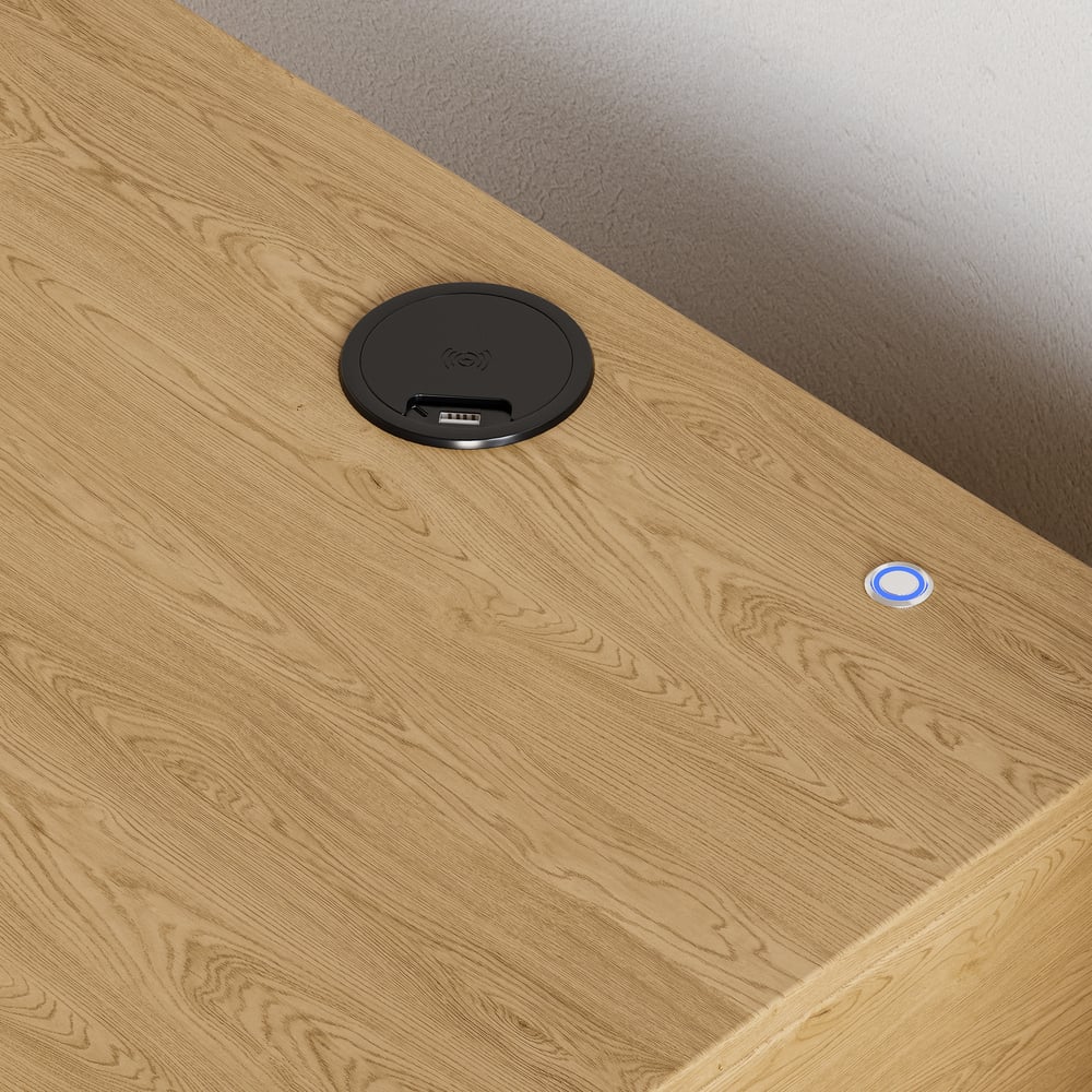 Lumio Smart LED Bedside Table with 3 Drawers, Charging Station and Light - Natural