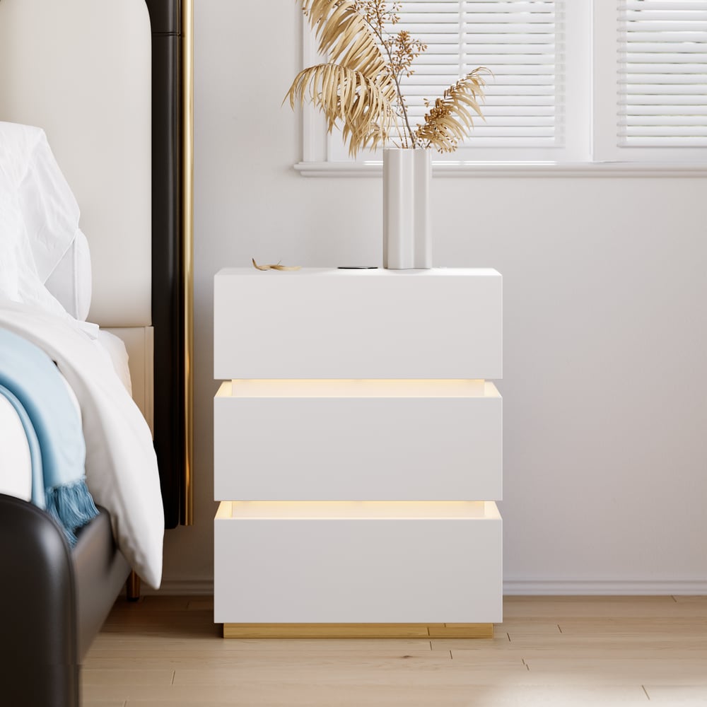 Lumio 3-Drawer LED Smart Nightstand with Light window image