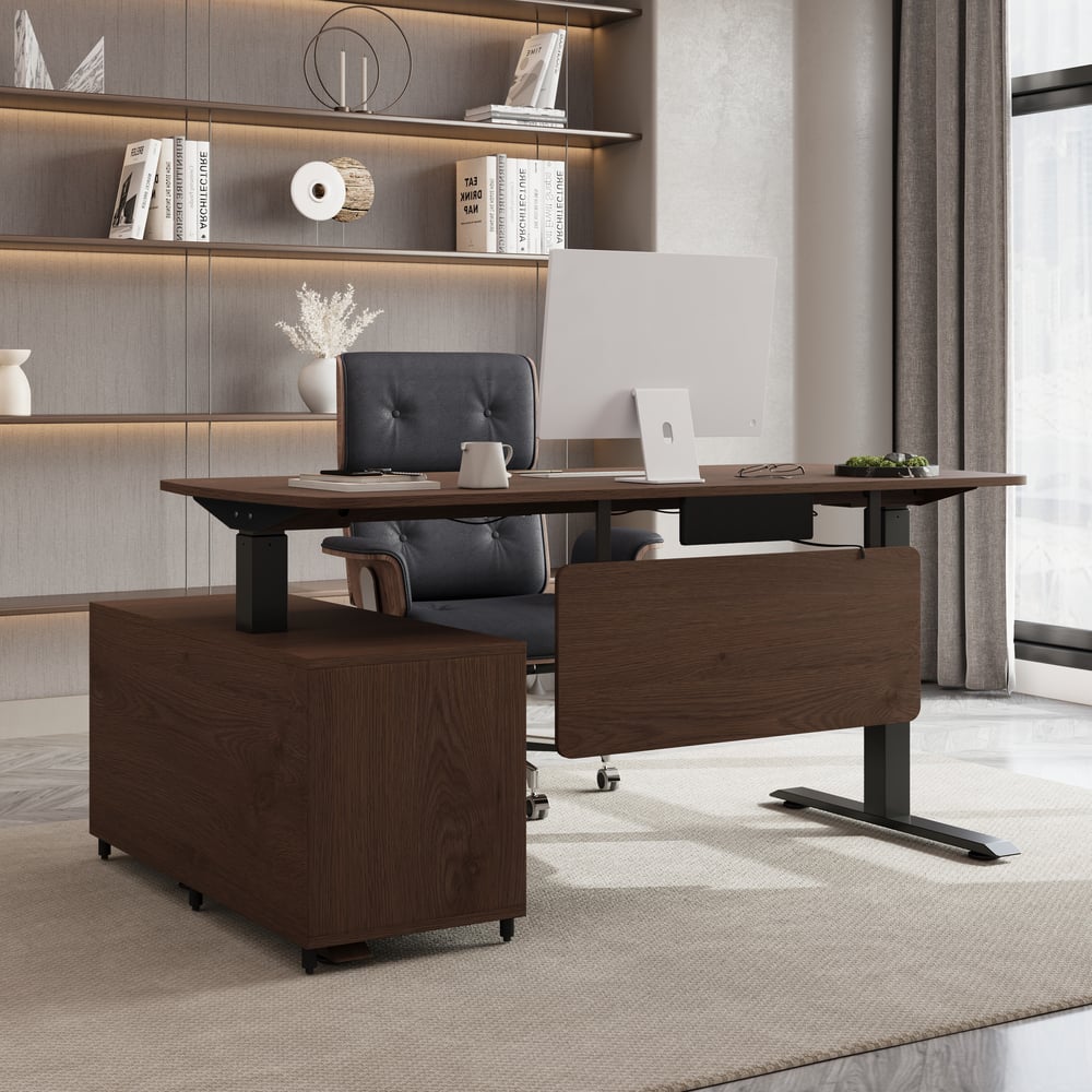 Black Wooden Adjustable Height Swivel Upholstered Desk Chair Home Office