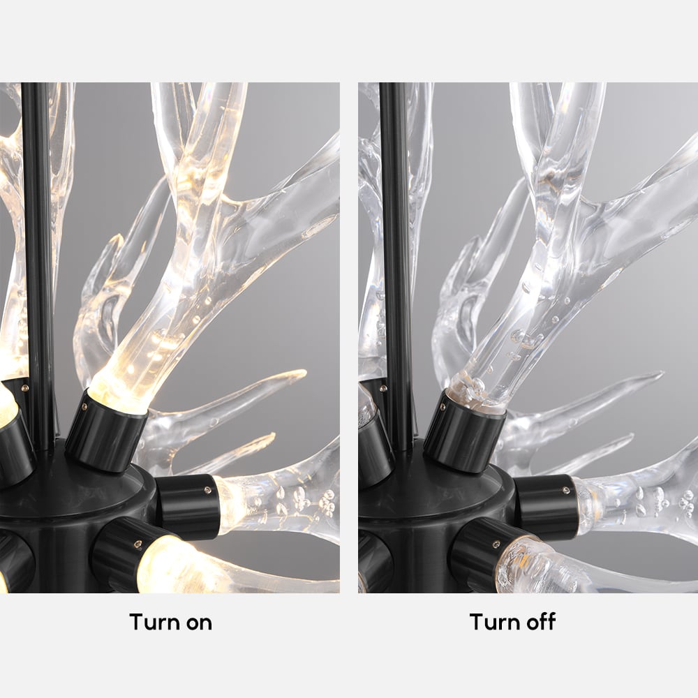 9-Light Antler Chandelier Matte Black Iron Finish 32.3" x 16.9" window image