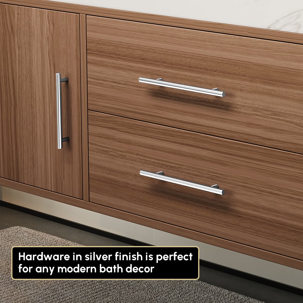 Bathroom Vanity Set 39.3" Modern Floating Stone Bathroom Vanity Walnut with Sink window image