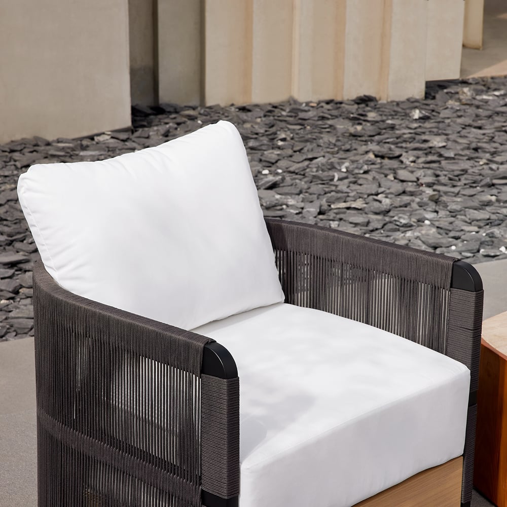 2-Pieces Woven Rope Swivel Chair, 360° Rotating Outdoor Patio Armchair window image